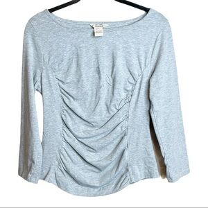 Sundance Gray Cotton Ruched Front 3/4 Sleeved Top